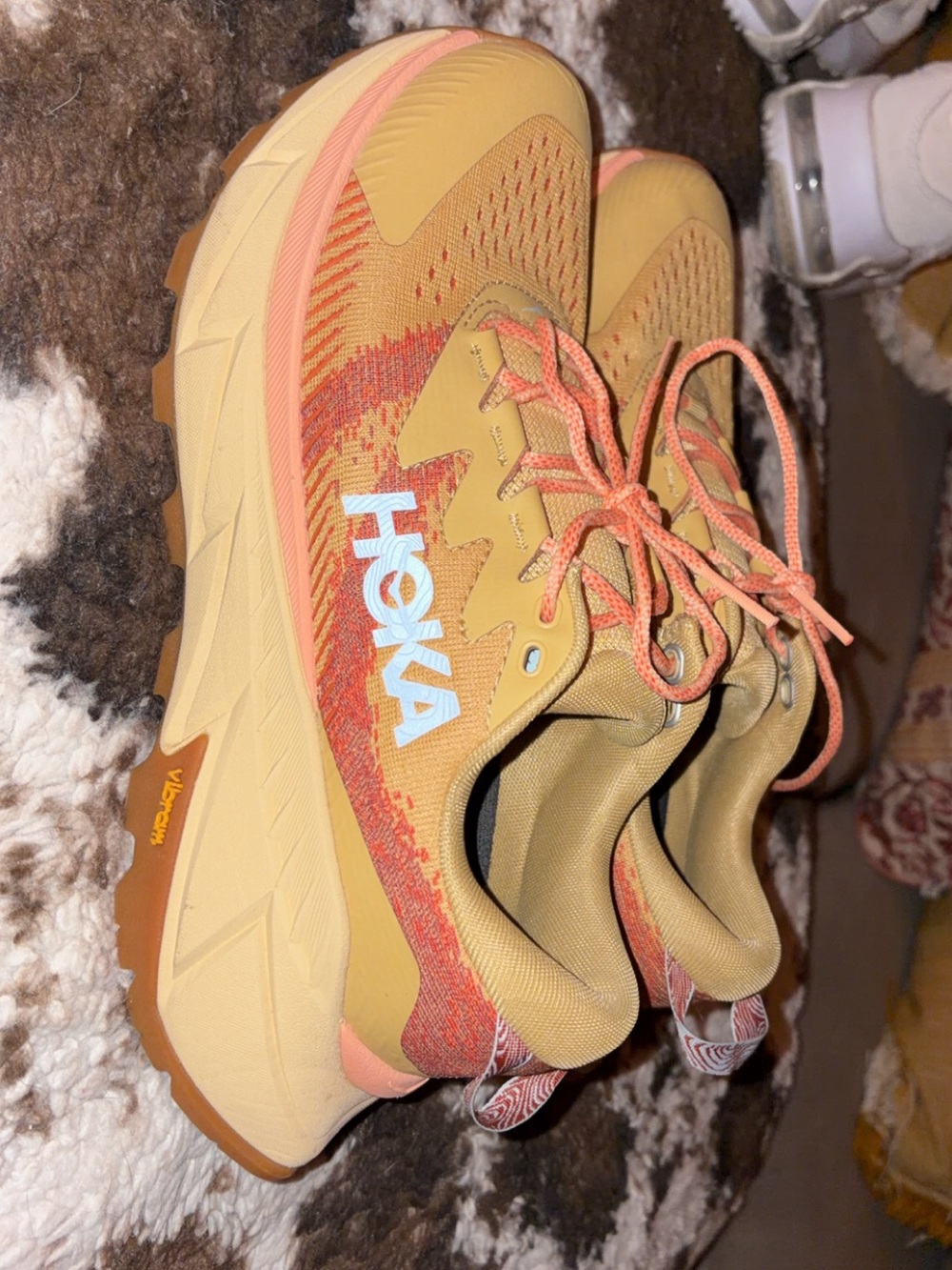 Hoka One One Women's Trail Sneakers — Mustard and Coral